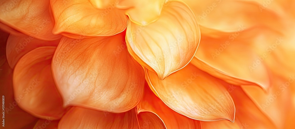 Poster orange petal texture close-up featuring soft curves and gradients with warm hues of orange and cream