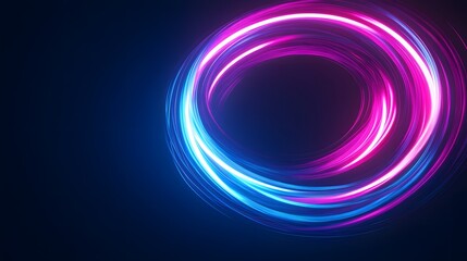 Abstract Neon Light Swirls Create Circular Design