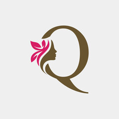 Q Letter Minimalist Women Beauty Spa Logo Design