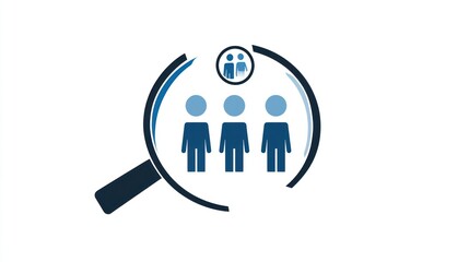 Magnifying glass on three people; search for people; abstract