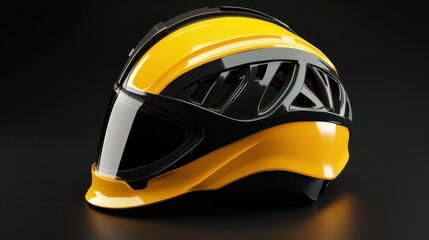 Fototapeta premium A sleek yellow and black helmet designed for safety and performance in sports.