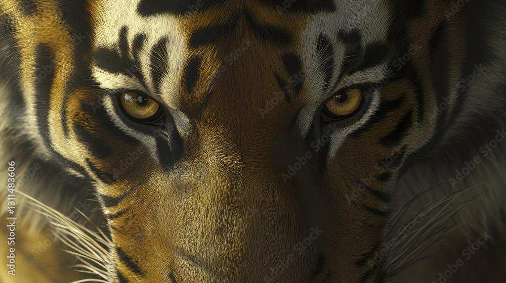 Canvas Prints tiger intense stare fills frame, showcasing its razor sharp focus