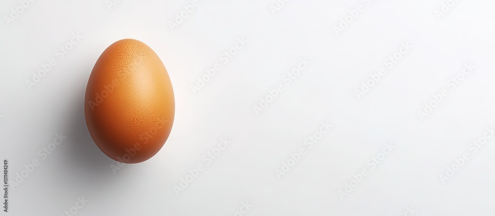 Aufkleber Brown chicken egg centered on a white background with ample negative space for text on the right, minimalistic design emphasizing simplicity.