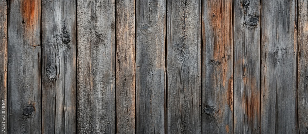 Aufkleber weathered wooden planks in shades of brown and gray arranged vertically, showcasing a rustic texture