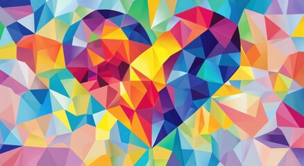 Obraz premium Colorful heart polygon graphic design background