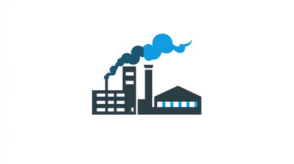 Industrial complex emitting smoke graphic illustration, for use in educational or design materials