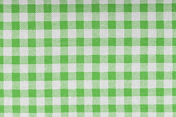 Green and white checkered, pattern, design, cotton fabric for sewing, texture background