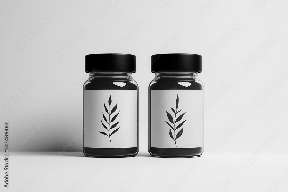 Aufkleber elegant minimalist spice jar logo featuring simple black and white design for modern herbal branding