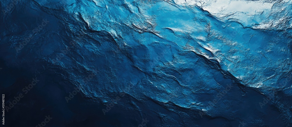 Poster dark blue abstract ocean texture with layered waves and a glossy finish, ideal for backgrounds, feat
