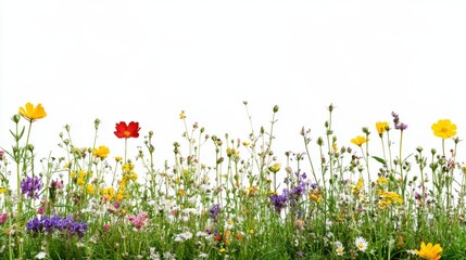 Generic Vibrant Meadow Scene Wildflowers Bloom Savory