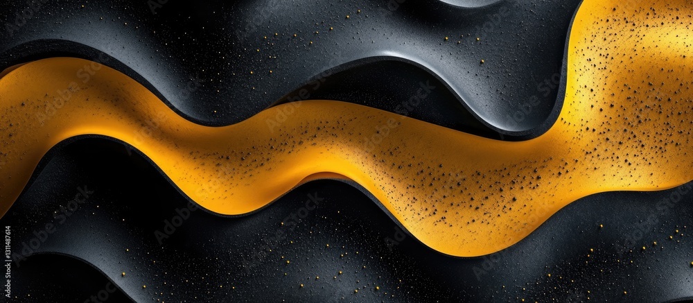 Poster abstract textured background featuring flowing black and yellow waves with speckles. ideal for wallp