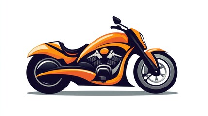 Obraz premium Orange motorcycle, side view, studio shot, for advertisement or design use