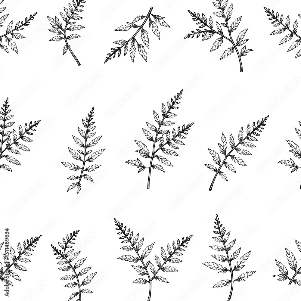 Poster botanical pattern: an elegant arrangement of stylized botanical leaves, creating a visually captivat
