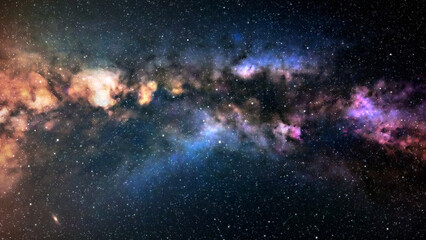 Milky way stars and constellations with a galaxy background.