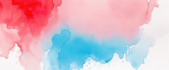 Obraz premium light Red blue watercolor wet wash splash background