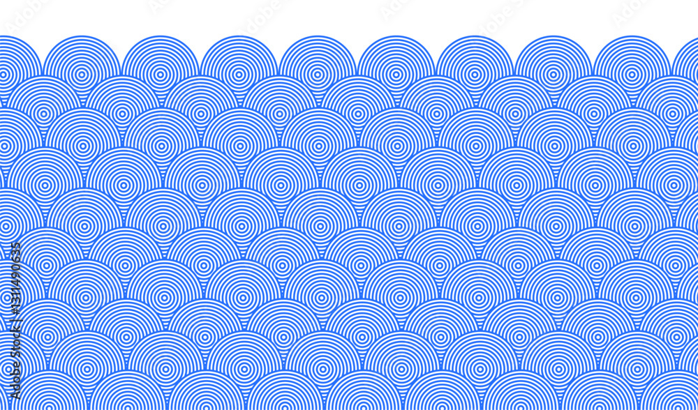 Poster seamless abstract pattern with overlapping concentric circles in a traditional japanese style. elega