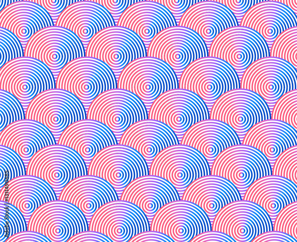 Poster seamless abstract pattern with overlapping concentric circles in a traditional japanese style. elega