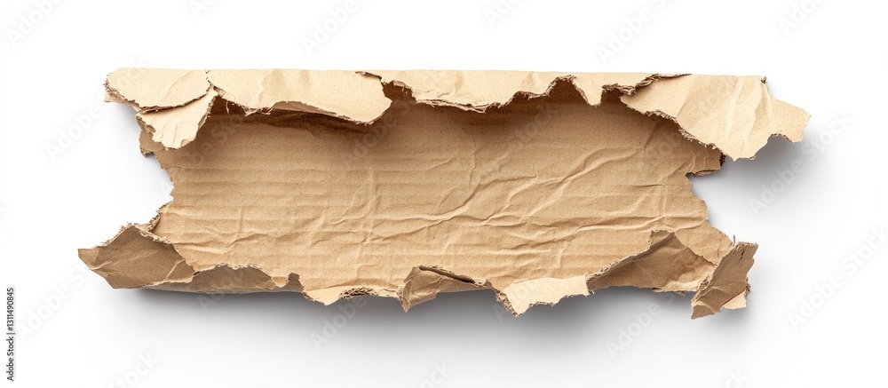 Poster ripped cardboard texture on a white background with a focus on the inspirational message encouraging