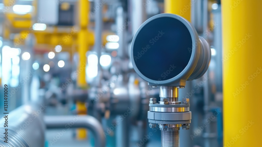 Aufkleber maintenance technical efficiency process concept. industrial pipeline with a gauge in a factory sett