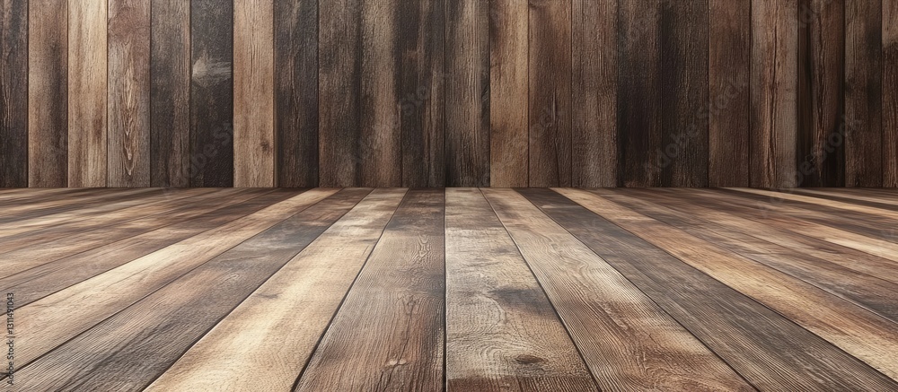 Poster rustic brown wooden floor texture with a smooth finish, featuring warm tones and a symmetrical layou