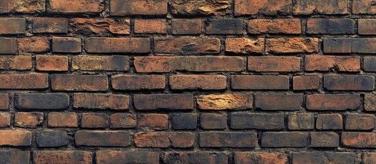 Obraz premium Classic brick wall texture in various shades of brown and orange, featuring uneven surfaces and weathered details ideal for backgrounds.