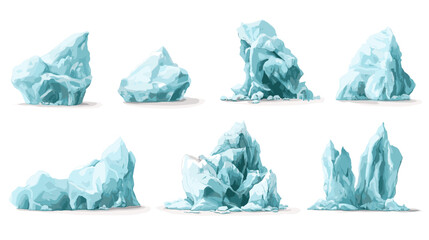 Fototapeta premium Iceberg realistic glacier clipart icons set with glaciers and ice pieces vector illustration isolated on a white background