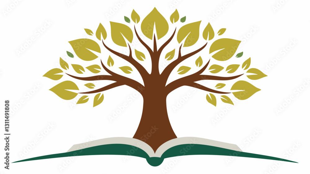 Poster tree with inspirational quotes in leaves an open book is at the bottom of the composition and a gran