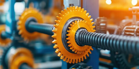 maintenance technical efficiency process concept. Industrial machinery with gears and mechanisms.