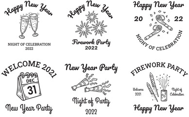 Set Vintage Logo New Year