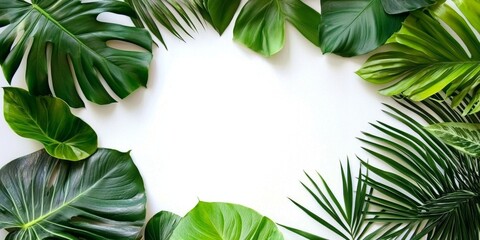 Fototapeta premium Stunning green leaves artfully arranged, providing a fresh look.
