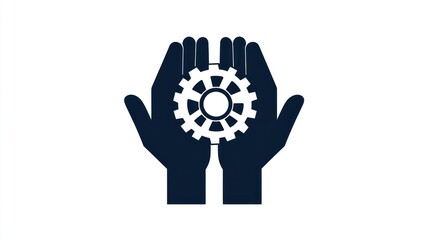 Obraz premium Hands holding gear, teamwork, support, graphic
