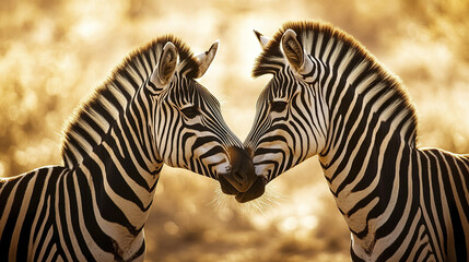 Fototapeta premium Two zebras facing each other in their natural habitat