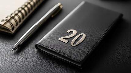 Elegant Black Leather Planner With Gold 20