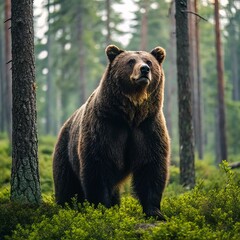 Obraz premium Majestic Brown Bear in a Forest