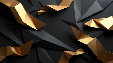 Black Gold 3D Polygonal Geometric Abstract Background
