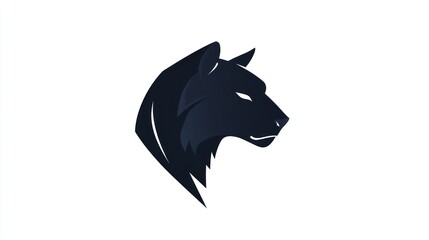 Obraz premium Black panther head profile, white background, logo design, wildlife
