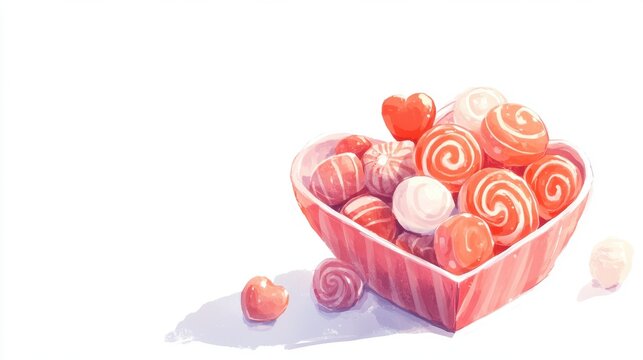 Bowl filled with a variety of colorful candies and sweets arranged on a wooden surface