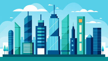 Obraz premium Urban Landscape A city skyline featuring multiple buildings with smart glass facades showcasing a future vision of urban environments prioritizing sustainability and energy