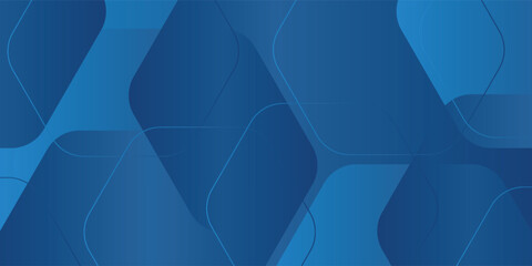 Modern abstract blue background with glowing geometric lines. Blue gradient hexagon shape design. Vector illustration.
