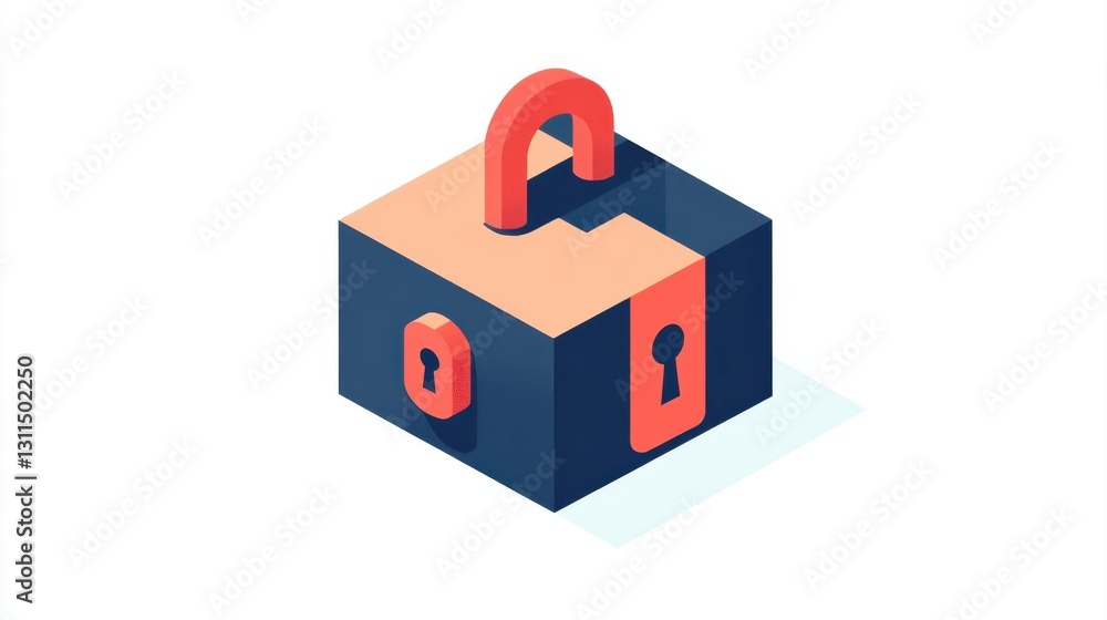 Poster data protection in digital space secured with an encrypted file icon graphic representation