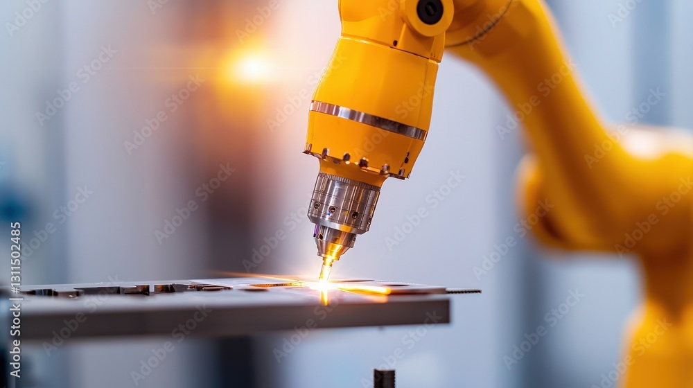 Poster maintenance technical efficiency tools concept. a robotic arm equipped with a drill is seen working 