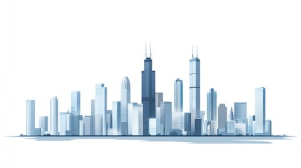 Fototapeta premium Chicago skyline, cityscape illustration, urban background, website design