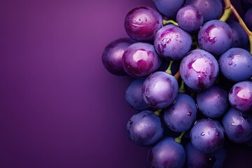 A Freshly Harvested Bunch Of Plump Purple Grapes