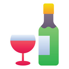 Gradient color icon, illustration for Wine bottle, drink.