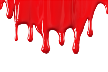 CMYK or red , pink, yellow, blue, black and red stroke of paint pouring from can isolated on png transparent background	