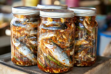 Fermented Fish Delicacy. Asian Cooking and Diet. Delicious Fermented Seafood