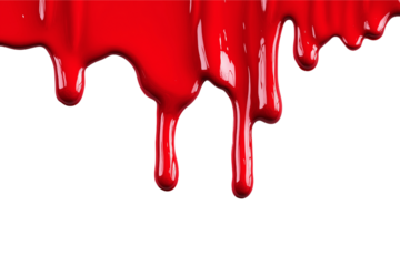 CMYK or red , pink, yellow, blue, black and red stroke of paint pouring from can isolated on png transparent background	