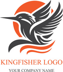 Colorful vibrant kingfisher logo design.