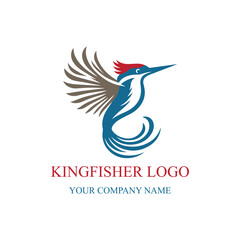 Colorful vibrant kingfisher logo design.