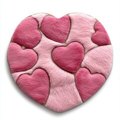 Fototapeta premium Heart shaped cookie decorated with icing perfectly placed on a pink welcome table mat for a sweet delightful treat